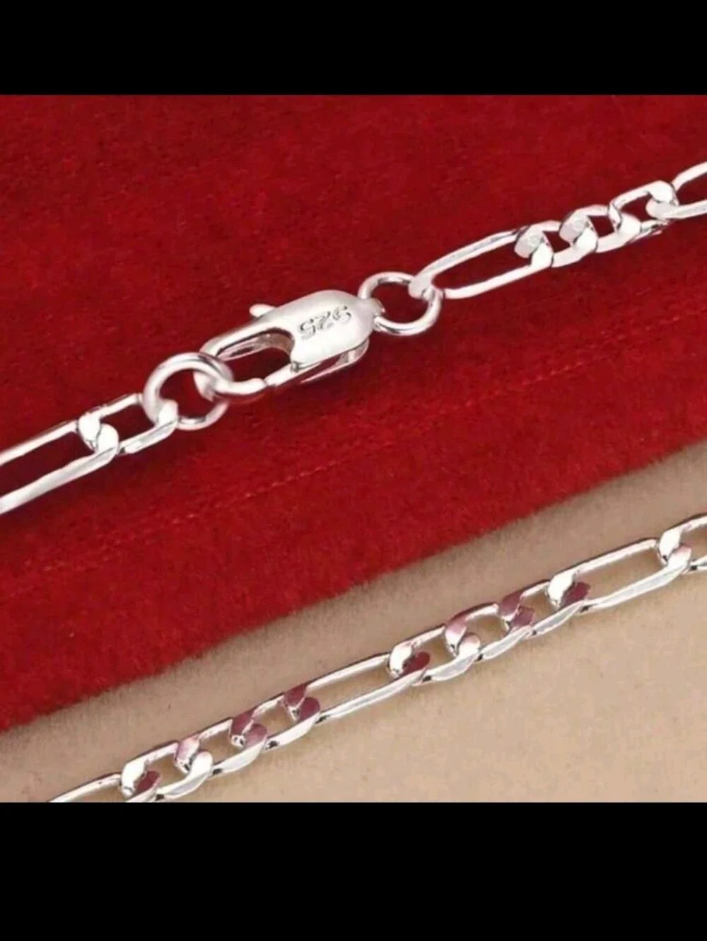 Fashionable, Elegant Men's 925 Sterling Silver Figaro Chain Necklace & Bracelet